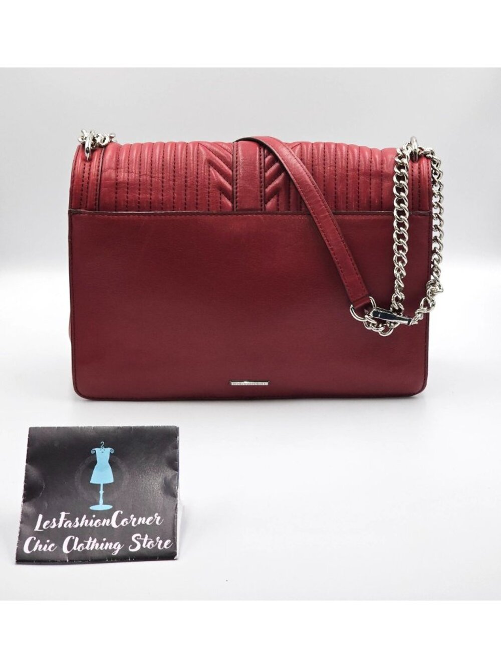 Rebecca Minkoff Women's Red Chevron leather Quilted Love Crossbody Bag Sz M 2558 - Picture 6 of 16